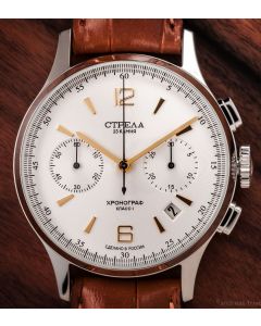 Strela Chronograph Agent 38mm - with metal- and leather strap - last pieces!