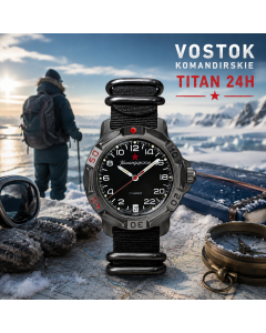 Vostok Komandirskie 24-Stundenuhr Titan Handaufzug