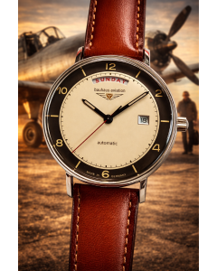 Bauhaus Aviation Vintage Pilot Automatik Tag-Datum