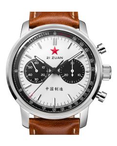 42mm Red Star Airforce Chronograph Seagull ST19, WHITE PANDA SPORT, Saphir, mit 3 Bändern!