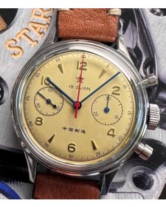 Red Star 38mm Airforce Chronograph Seagull ST19, Acryl, mit 3 Bändern - Modell 2025 mit dekoriertem Werk!