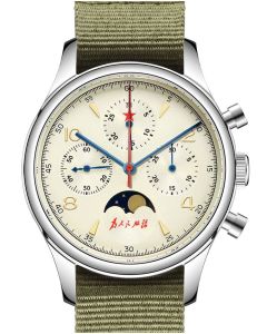 Red Star 1963 Air Force Chronograph Seagull ST1908 40mm Saphirglas MONDPHASE