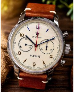 Red Star Seagull 1963 42mm Chronograph ST19, Saphir, 3 B&auml;nder