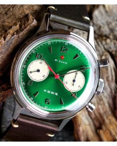 Seagull 38mm 1963 Red Star Chronograph Acryl Green