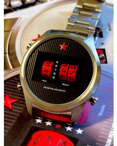 Red Star Drumroller Watch 44mm Quartz - with metal and rubber strap!