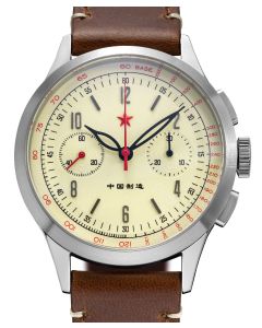 40mm Red Star Airforce Classic Chronograph Seagull ST19, Saphir, 3 Bänder