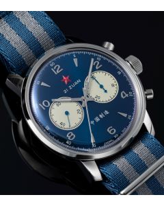 42mm Red Star Airforce Chronograph Seagull ST19, BLUE PANDA Saphir, mit 3 Bändern