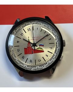 Raketa 24-hour watch with movable world time lunette, unworn!