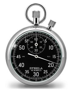 STRELA Stoppwatch ST55SW mechanical black Additionstopper 2 crowns Tachymeter