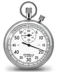 STRELA Stoppwatch ST55WS mechanical white Additionstopper 2 crowns Tachymeter