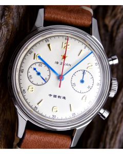 Seagull 1963 Red Star 38mm Chronograph, Acryl, previous version, last pieces!