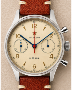Red Star Seagull 1963 Chronograph 38mm, ST19, Saphir, 3 B&auml;nder