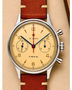 Red Star Seagull 1963 Chronograph 38mm, ST19, Saphir, 3 Bänder
