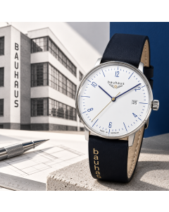 New! Bauhaus PURE Quartz, Date,  with additional RIOS1931 Inzell leather strap!