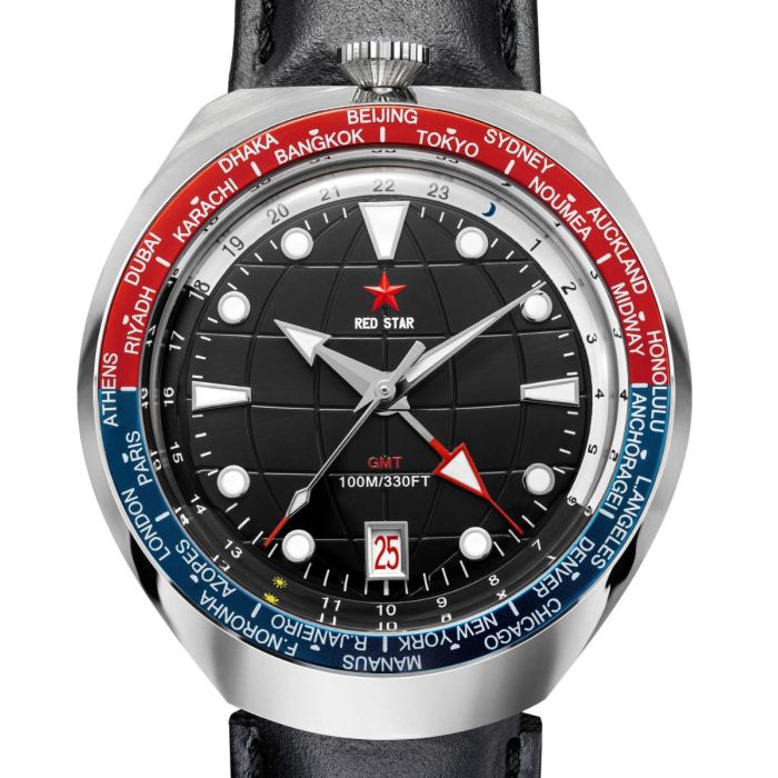 Bullhead Sea Star  Red Star Bullhead GMT Automatik Seiko NH34 Automatic  Bullhead  Automatik Seiko NH 34 Bullhead GMT | Poljot 24