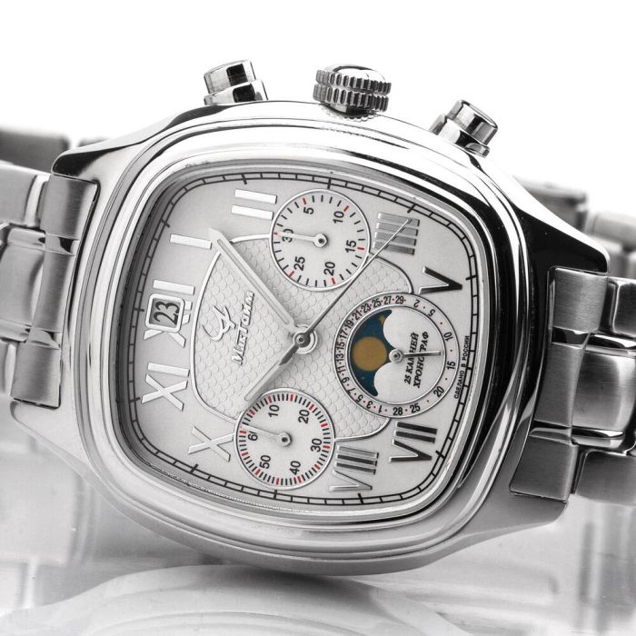 Maktime White Square Maktime 31679 Mondphase Chronograph Maktime 
