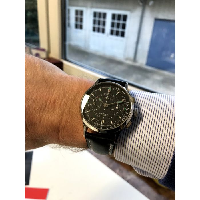 CO38CYB STRELA Chronograph 38mm Cosmos Strela COSMOS CO38CYB Chronograph STRELA schwarz Poljot 3133 Poljot 24