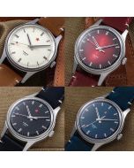 Red Star 3-Hand mechanical watch 1972 Tongji 4 pieces - red, blue, créme & black dial