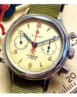 38mm Red Star Airforce Chronograph Seagull ST19, Sapphire, luminous indexes & hands, with 3 straps!