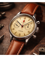 Red Star Seagull 1963 40mm Chronograph ST19, Saphir, 3 Bänder