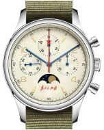 40mm Red Star Chronograph Seagull ST1908, MOONPHASE, Sapphire, 3 straps!