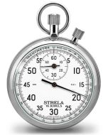 STRELA Stoppwatch ST55WS mechanical white Additionstopper 2 crowns Tachymeter